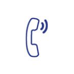 Récepteur téléphonique bleu avec ondes sonores.