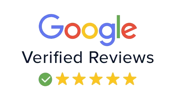 El logotipo de reseñas verificadas de Google tiene cinco estrellas y una marca de verificación.