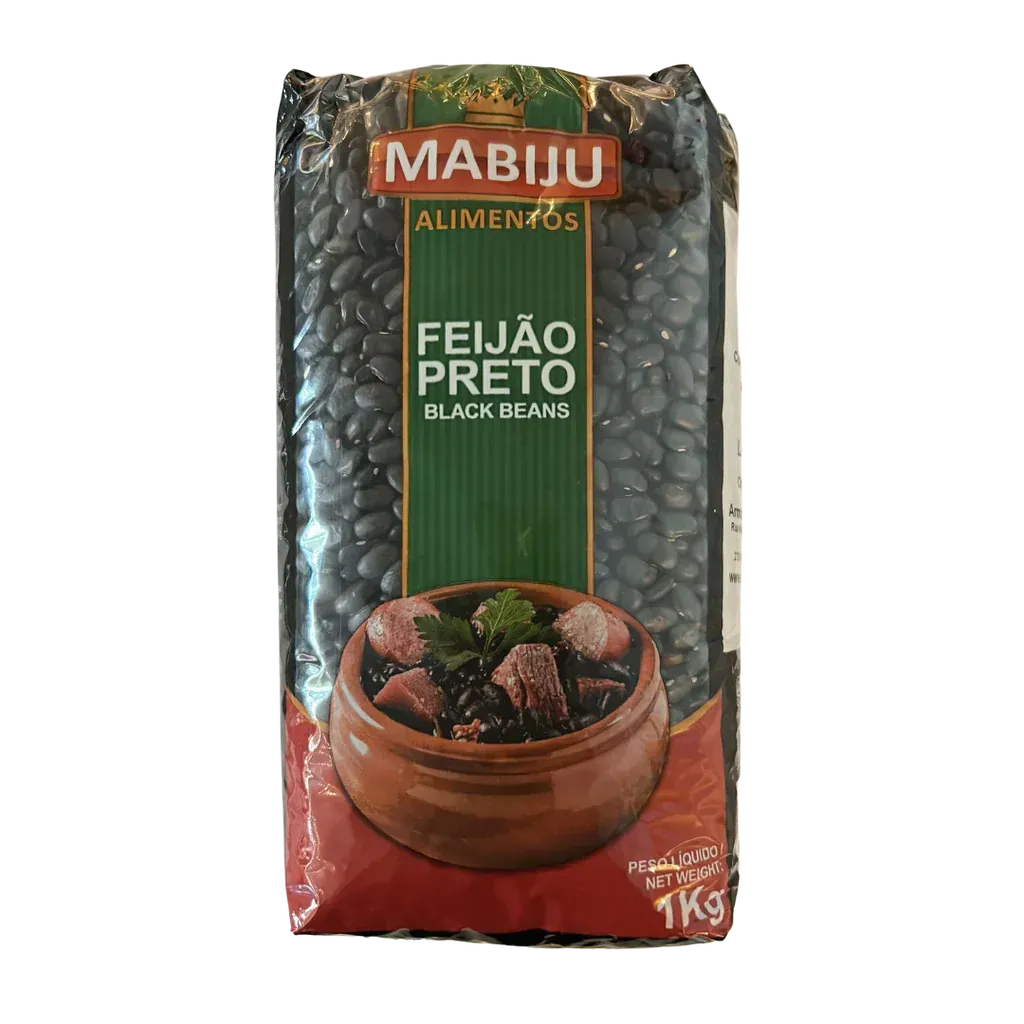 Bolsa de frijoles negros con la etiqueta