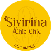 Logotipo amarillo con el texto “Sivirina Chic Chic mini market” y un contorno de cactus.