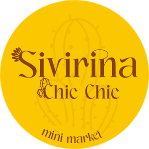 Logotipo amarillo con el texto “Sivirina Chic Chic mini market” y un contorno de cactus.