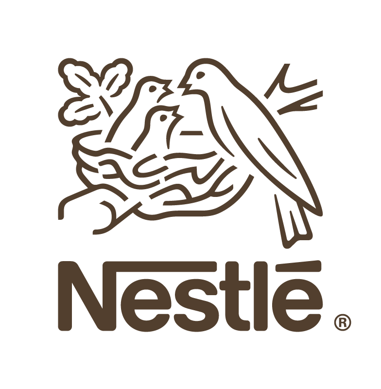 Logotipo de Nestlé: Un pájaro alimentando a sus polluelos en un nido