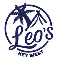 Leo’s Key West logo with palm tree and tent in navy blue