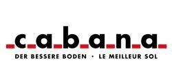 Cabana logo in black and red with slogan “Der bessere Boden · Le meilleur sol”