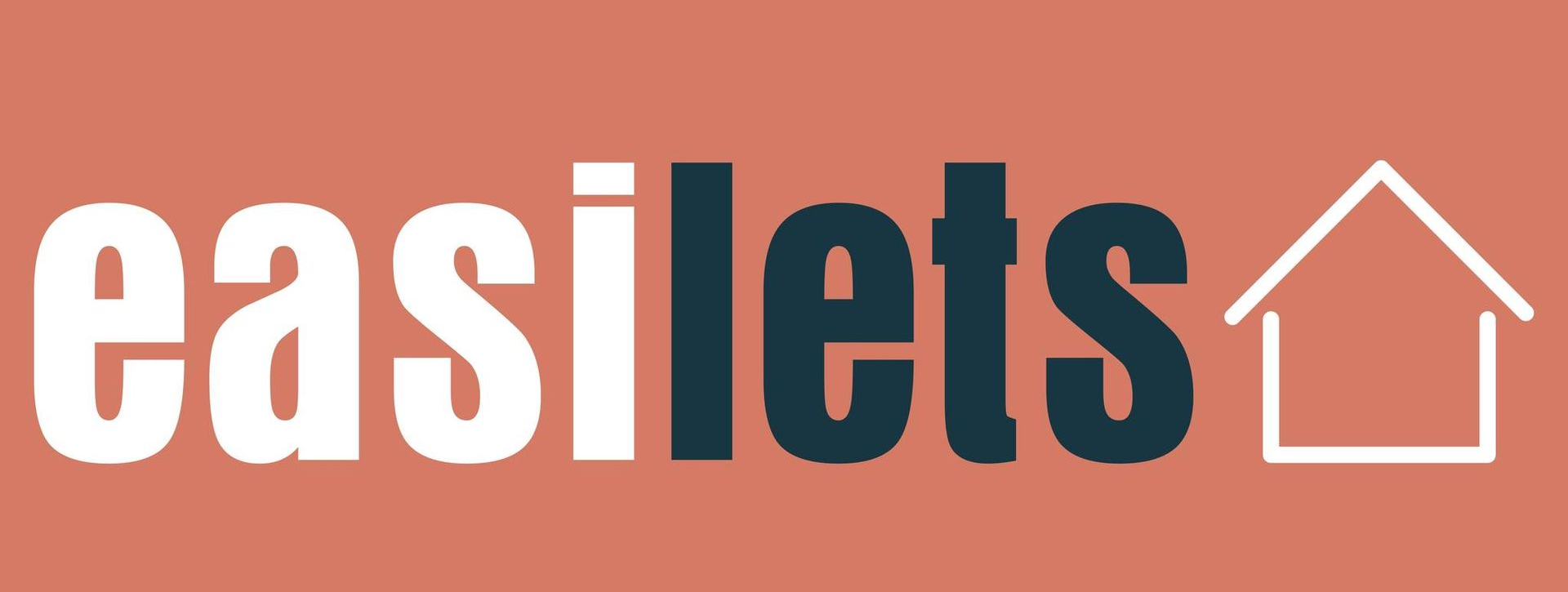 Logo for easilets with white text and a house icon on a coral background.