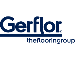 Das Logo der Bodenbelagsgruppe Gerflor ist blau und weiß.