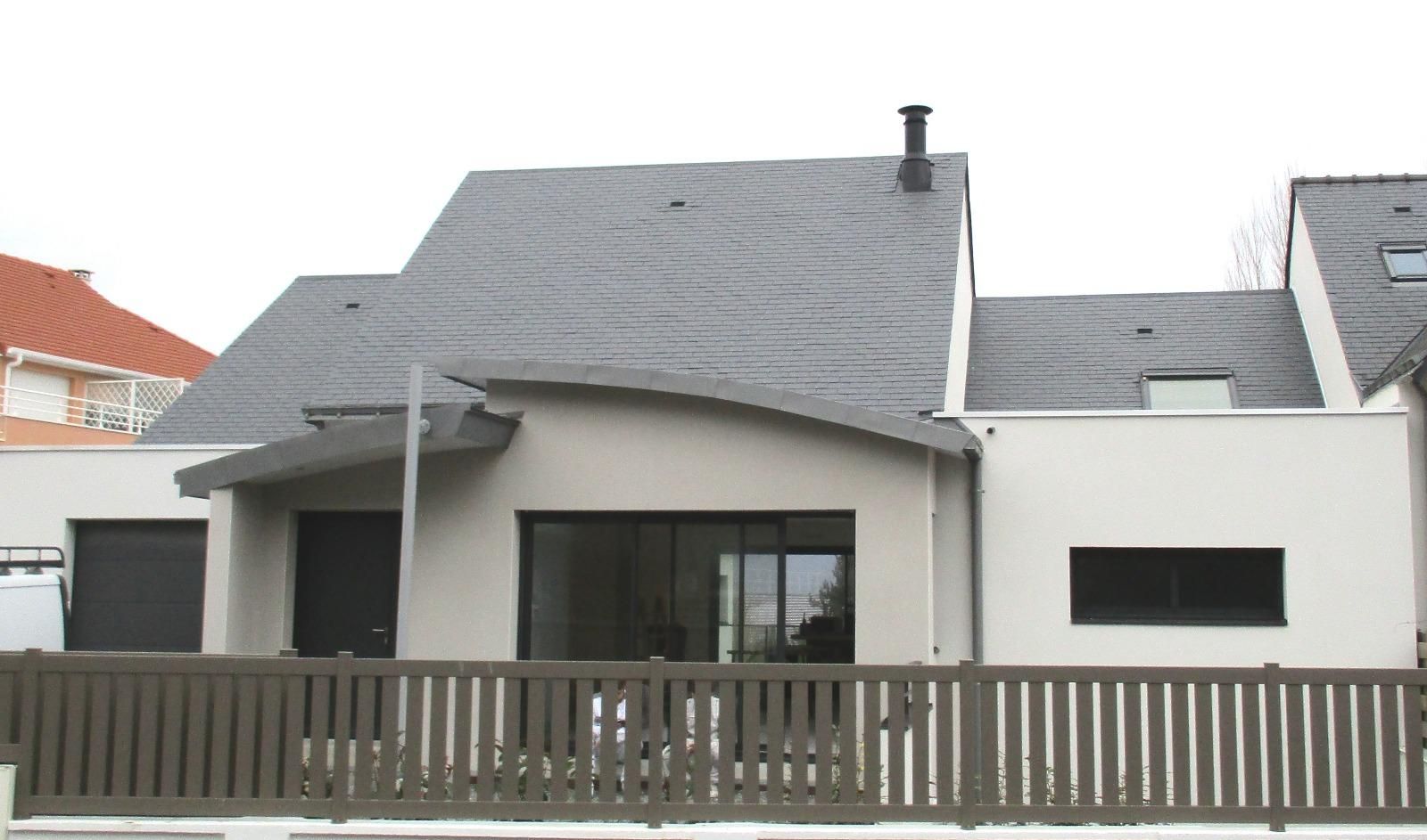 Pornichet - Construction neuve - Couverture ardoises d'Espagne et 4 toitures cintrées zinc joint debout - Atelier Absis Architecte Pornichet