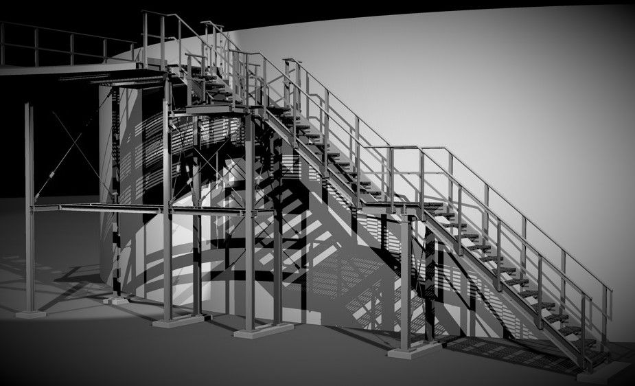 3D-Modell einer Stahltreppe