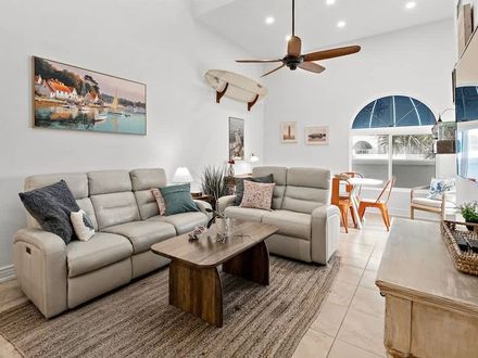 Family-friendly Cocoa Beach vacation rental living area on the Space Coast