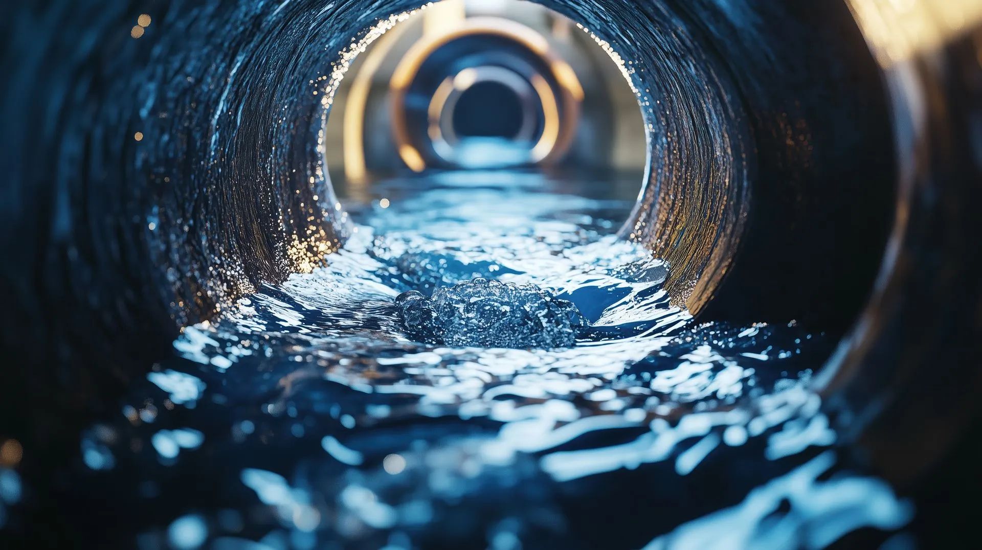 Écoulement d'eau dans un tuyau.