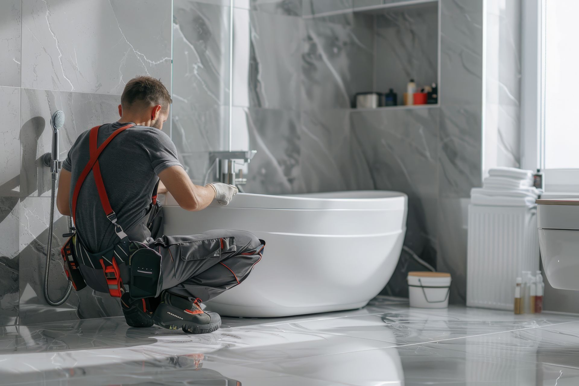 Installation d'une baignoire dans une salle de bains