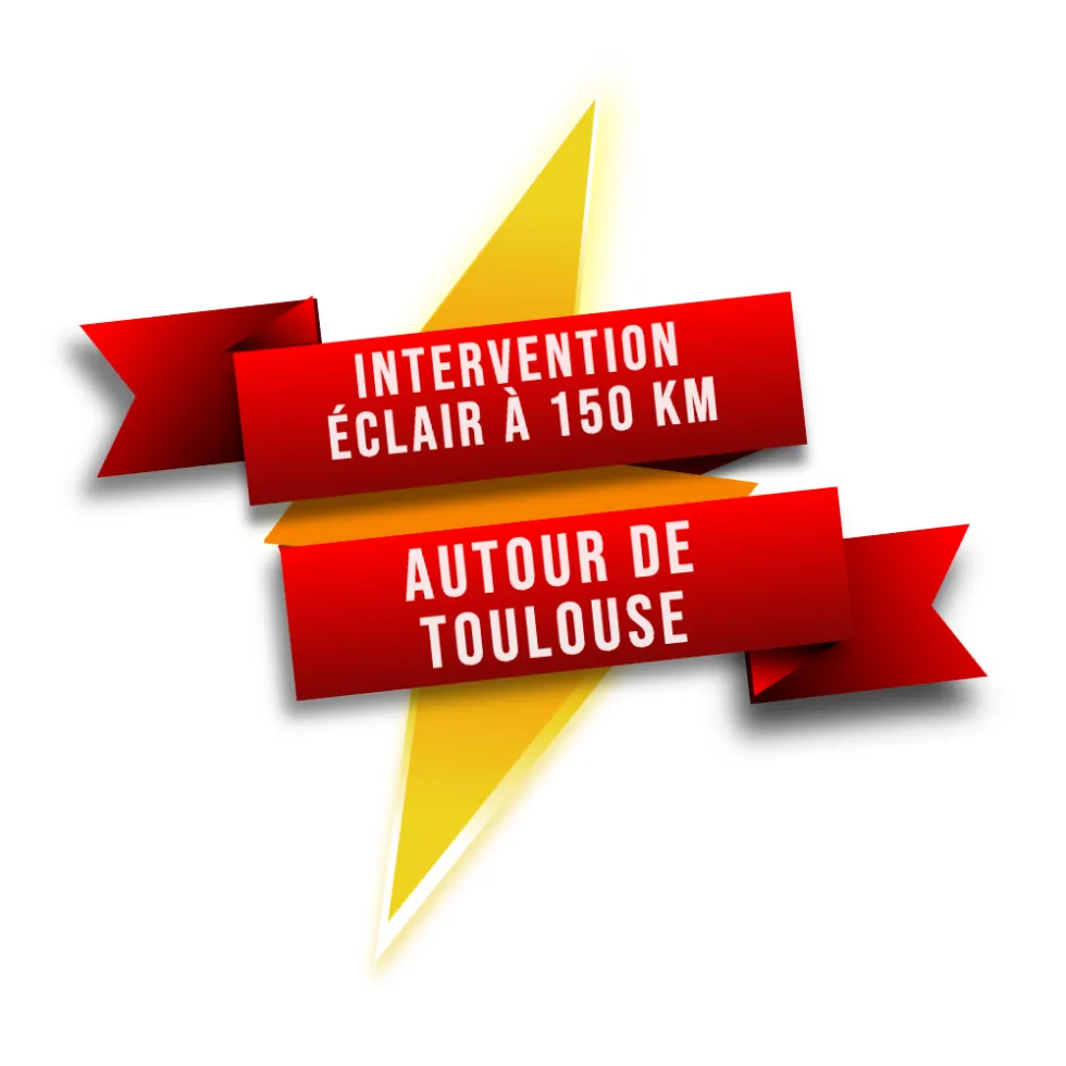 Bandeau signalant la rapidité d'intervention de l'entreprise Les Déboucheurs Toulousains.