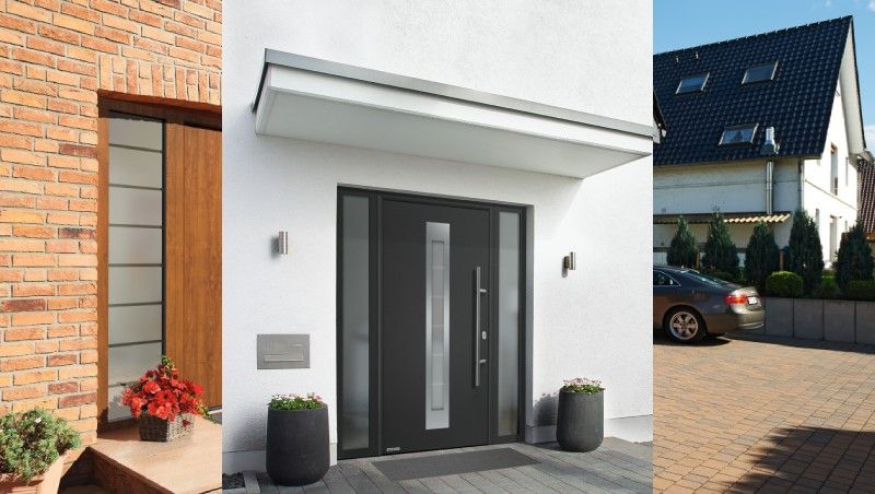 Haustür mit einem Vordach