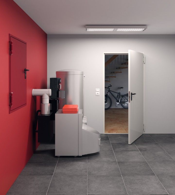 Raum mit weißen und roten Wänden