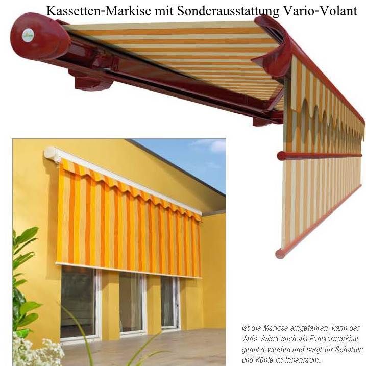 klappbare Markise rot gelb