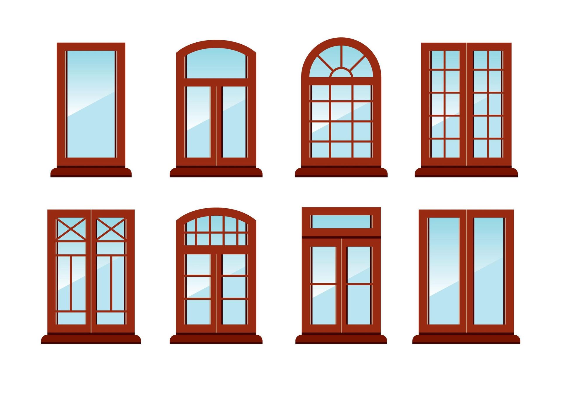 Illustration verschiedener Fensterformen