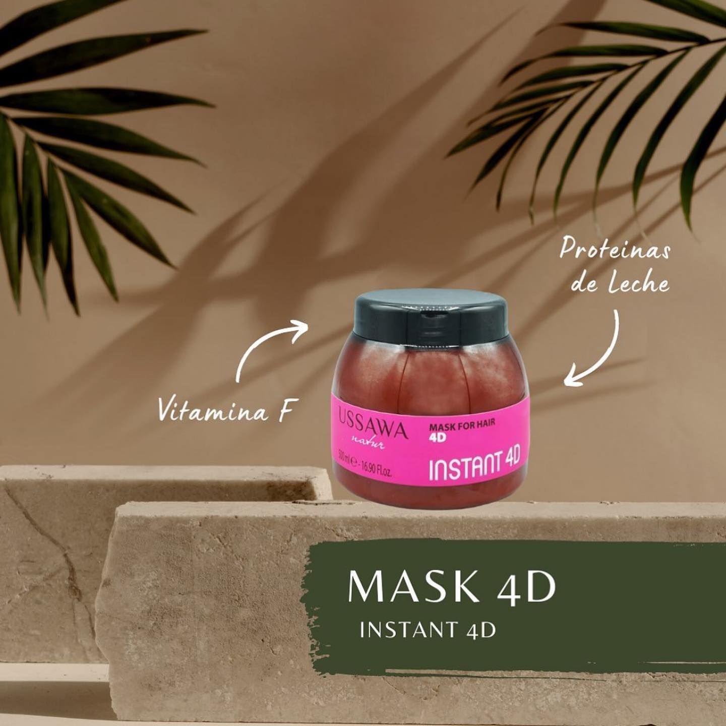 Frasco de mascarilla para el cabello etiquetado como 