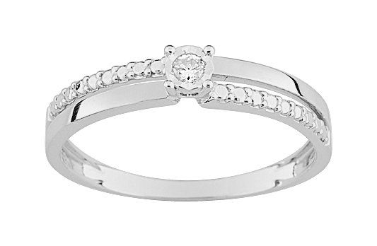 Bague Solitaire Or Blanc 375/000e