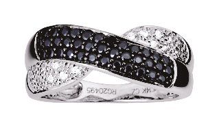 Bague OR 375 millièmes - oxydes noirs et blanc, MRM.