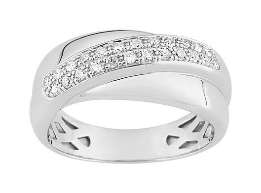 Bague OR blanc 375 millièmes empierrée, MRM
