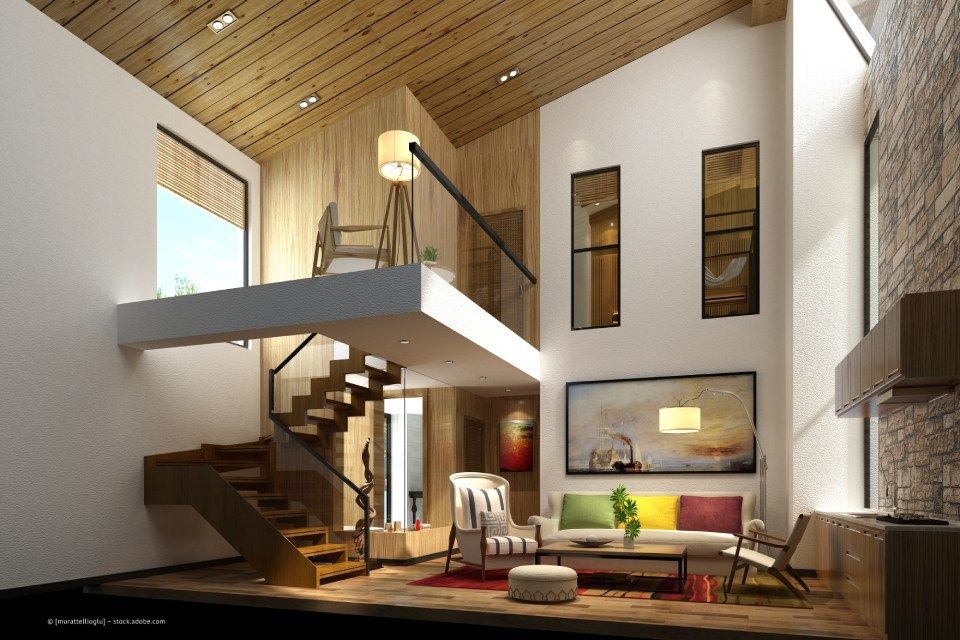 JK Fußbodenbau und Raumausstattung GmbH & Co. KG – ein digitales Modell eines modernen Lofts mit Holzeinrichtung