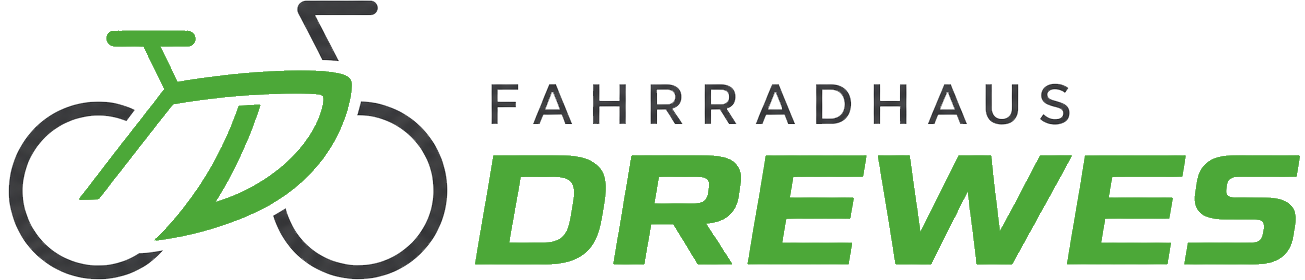 FAHRRADHAUS DREWES Logo mit grüner Fahrradgrafik und Text auf weißem Hintergrund
