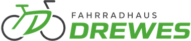 FAHRRADHAUS DREWES Logo mit grüner Fahrradgrafik und Text auf weißem Hintergrund