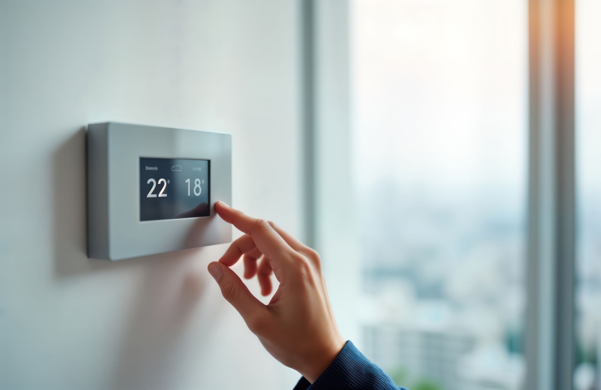Une personne utilise un appareil de domotique