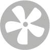 Ein weißer Propeller in einem Kreis auf weißem Hintergrund.