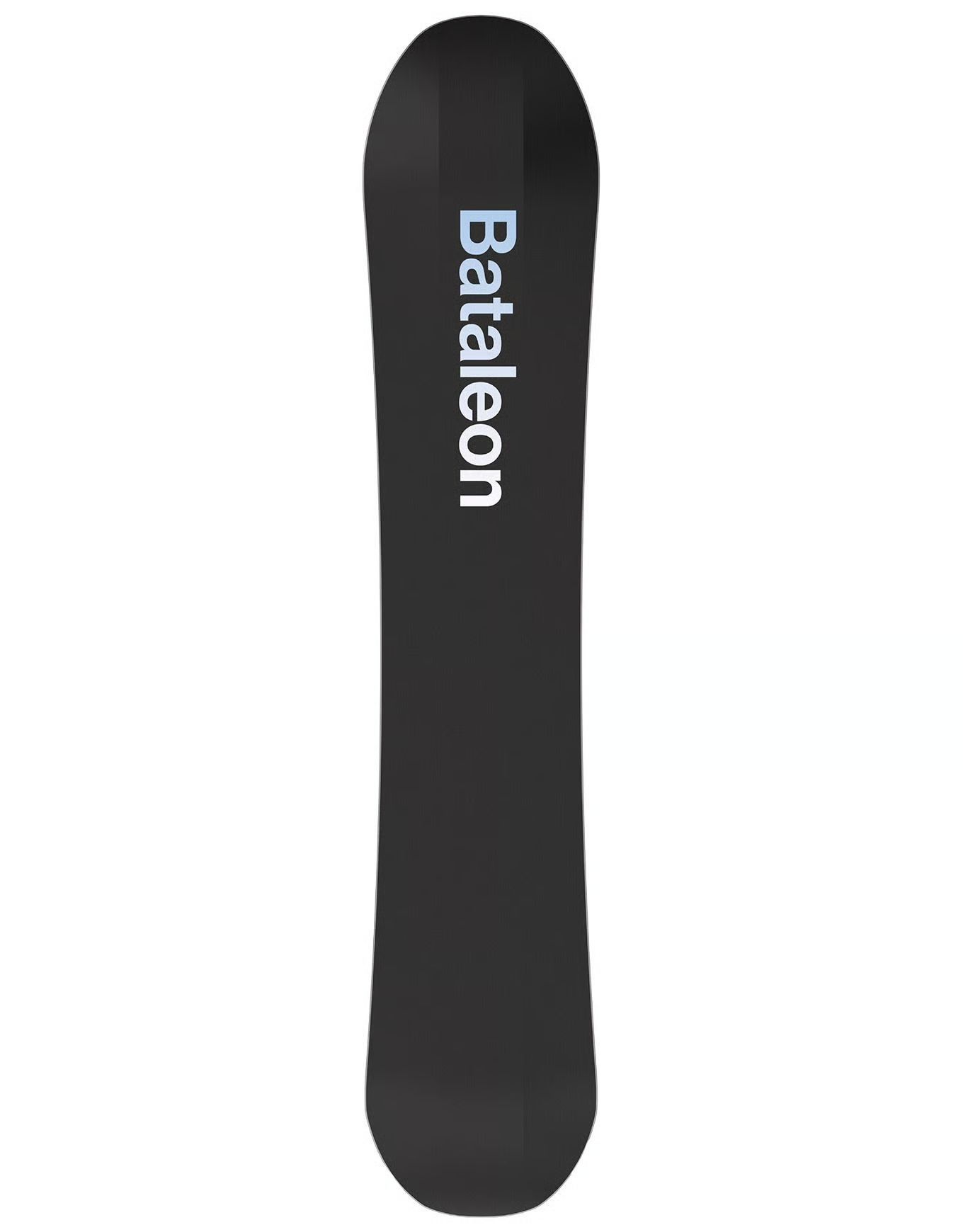 Snowboard blanc avec un motif de fixation centré, vu de dessus.