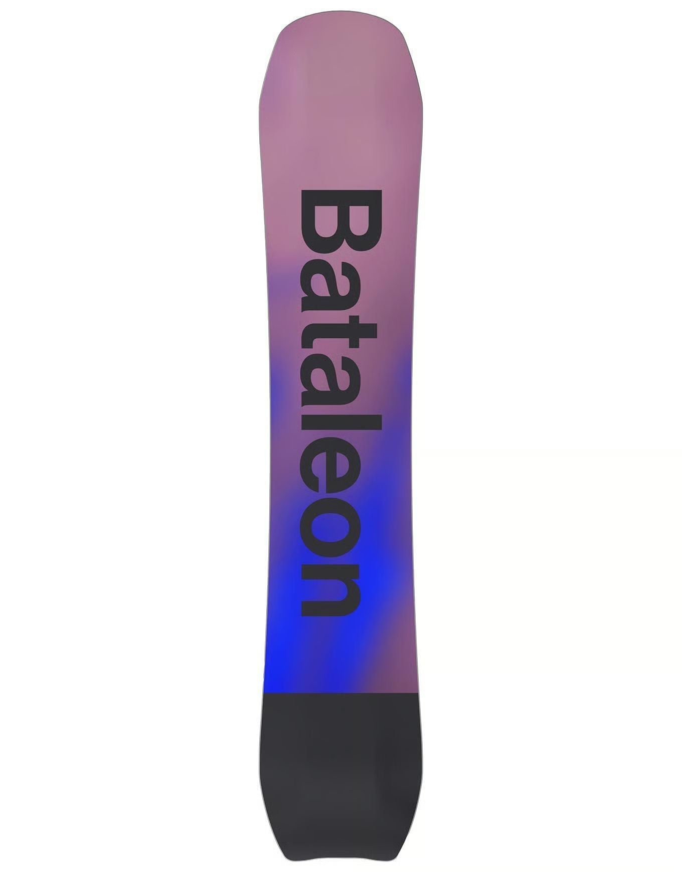 Snowboard avec un dégradé violet et bleu, semelle noire.