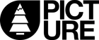 Logo noir avec une montagne et un arbre blancs stylisés en forme de larme à côté du texte « PICTURE ».