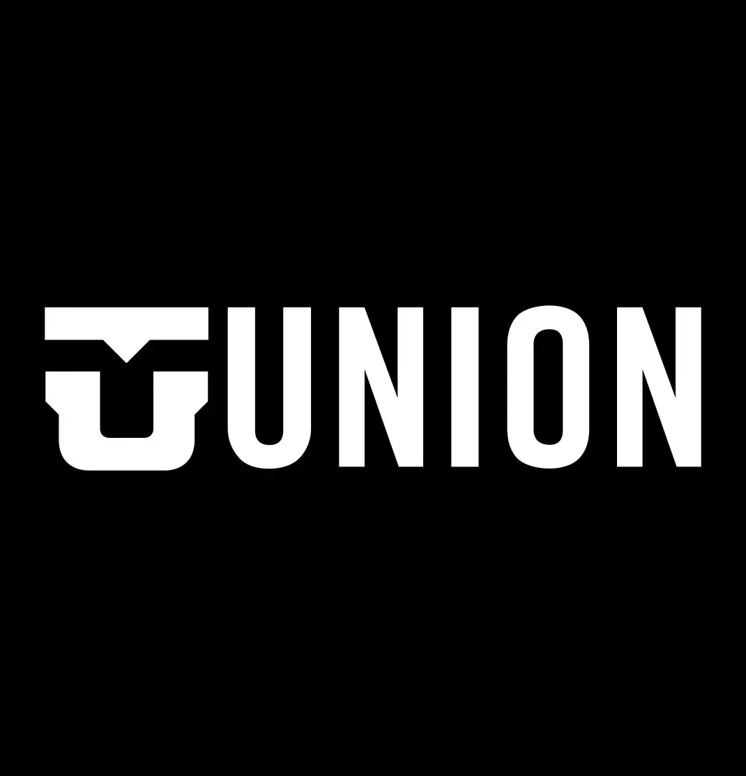 Logo « UNION » blanc avec un « U » stylisé sur fond noir.
