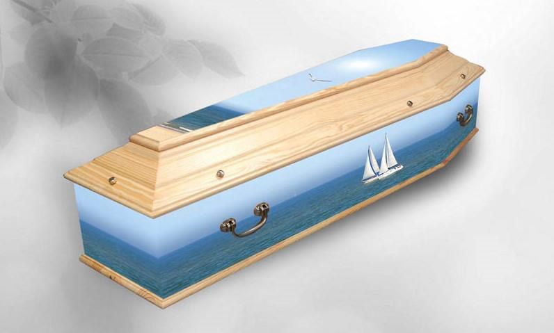 Cercueil avec motif personnalisé voilier