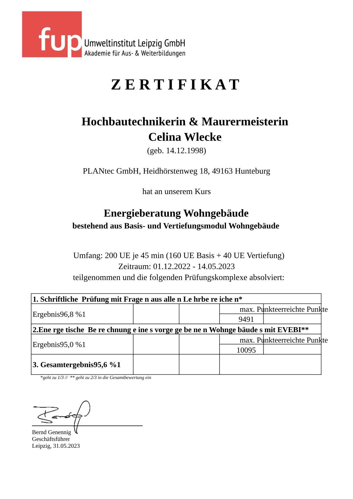 C.Wlecke-Energie GmbH Zertifikat