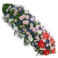 Dessus de cercueil violet, rose, blanc et vert