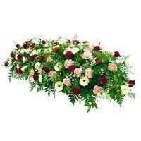 Dessus de cercueil vert, rouge, rose et blanc