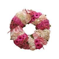 Couronne de fleurs rose et blanche