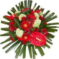 Bouquet de fleurs rouge et vert