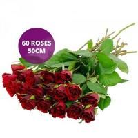 Bouquet de 60 roses rouge 50cm