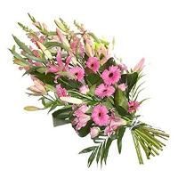 Gerbe piquée rose et verte