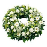 Couronne de fleurs blanche et verte