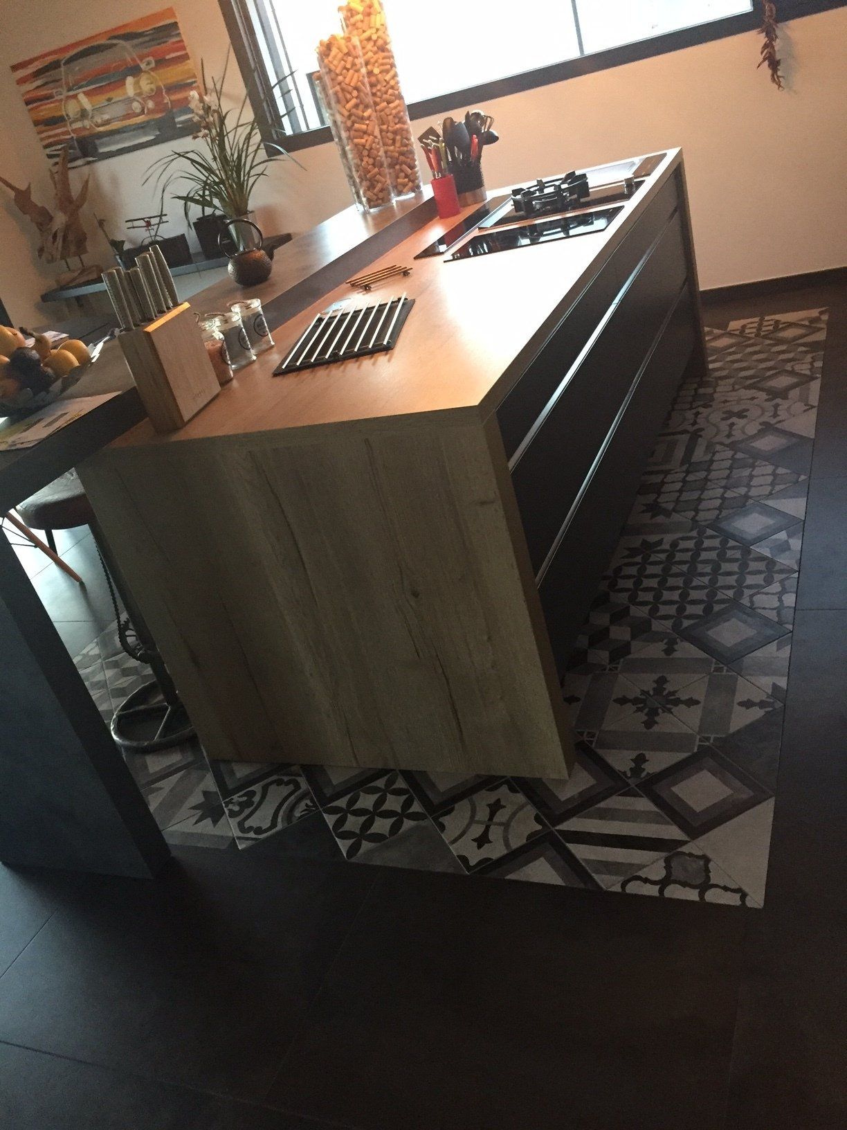 Carrelage blanc et gris cuisine