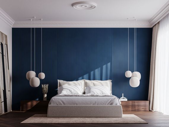 Photo de tête de lit bleue