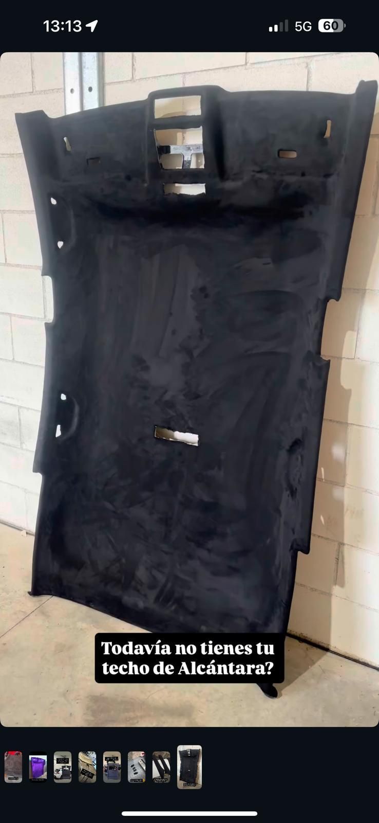 Black car headliner with text, 