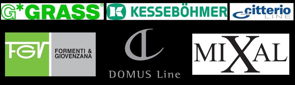 Logotipos para G*Grass, Kesseböhmer, Citterio Line, FGV, Domus Line y Mixal.