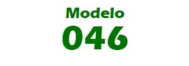 Un cartel verde que dice modelo 046 sobre un fondo blanco.
