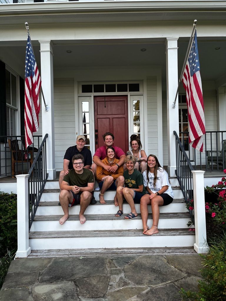 This is a porch picture of the family who started this hospitably business. Juneau Family Photo. Porch Picture