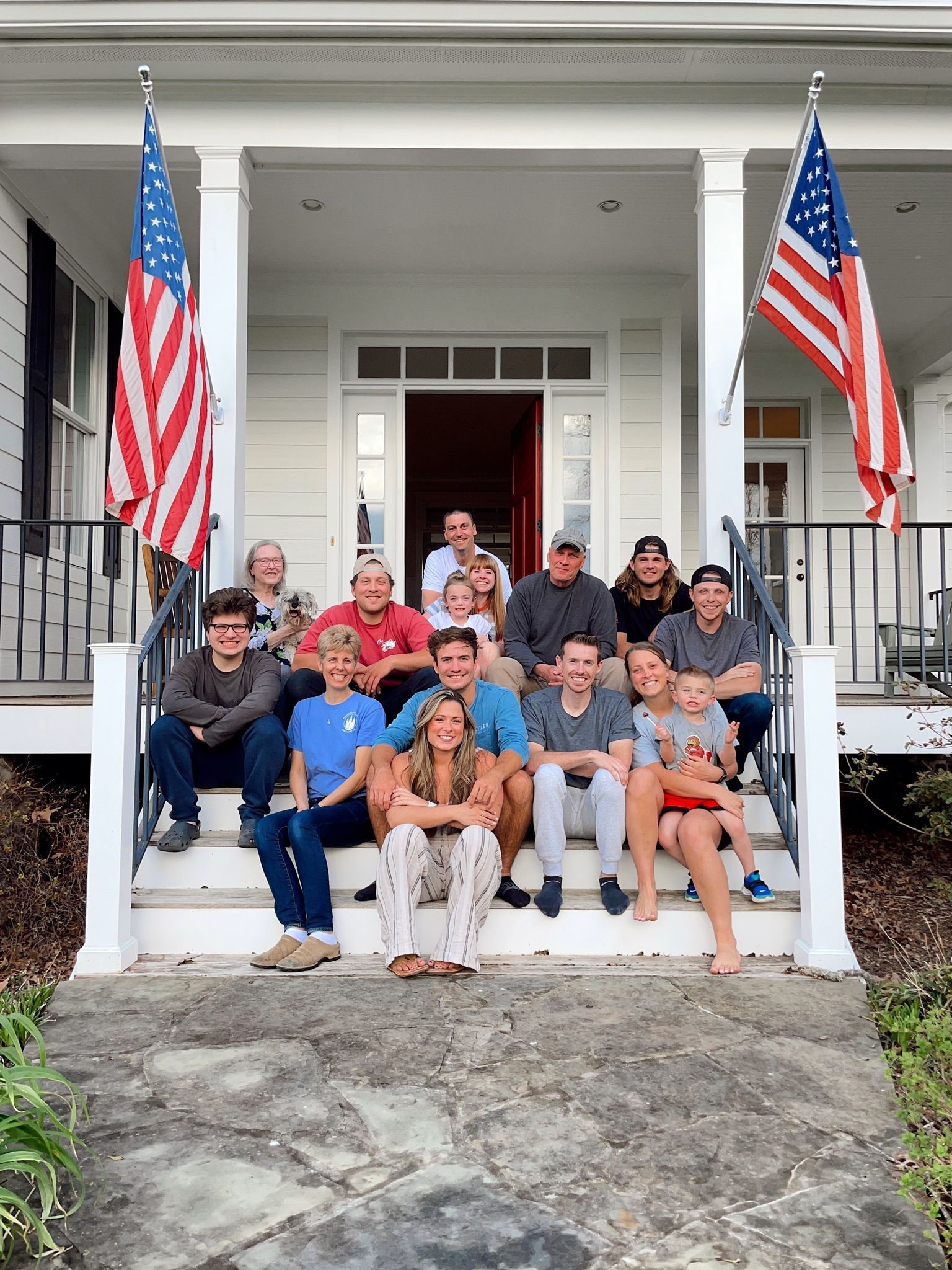 This is another porch Picture. American flags