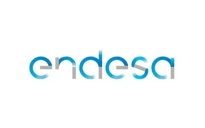 Logotipo de Endesa en azul y gris sobre fondo blanco.